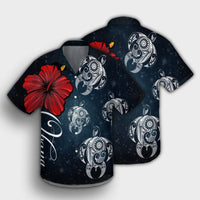 Hawaii Ohana Turtle Hibiscus Galaxy Hawaiian Shirt - AH - Polynesian Pride