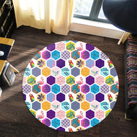 Hawaii Parrot Toucans Hummingbird Flamingo tropical Leaves Round Carpet - AH - Polynesian Pride