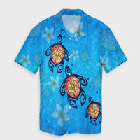 Hawaii Plumeria Turtle In The Ocean Hawaiian Shirt - AH - John Style Unisex Black - Polynesian Pride