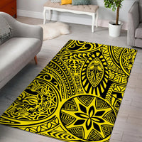 Hawaii Polynesian Hawaiian Style Tribal Tattoo Yellow Area Rug - AH - Polynesian Pride
