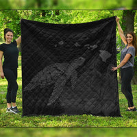 Hawaii Polynesian Hibiscus Turtle Map Premium Quilts Grey - AH Black - Polynesian Pride