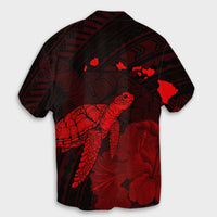 Hawaii Polynesian Hibiscus Turtle Map Hawaiian Shirt Red - AH - Polynesian Pride