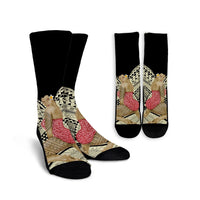Hawaii Polynesian Hula Girl Wearing Plumeria Crew Socks - AH Crew Socks White - Polynesian Pride