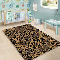 Hawaii Polynesian Kakau Turtle Gold Area Rug - AH - Polynesian Pride