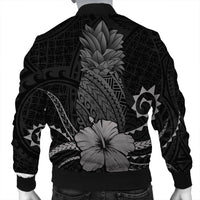 Hawaii Polynesian Pineapple Hibiscus Bomber Jacket - Gray - AH - Polynesian Pride