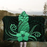 Hawaii Polynesian Pineapple Hibiscus Hooded Blanket - Green - AH - Polynesian Pride