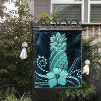 Hawaii Polynesian Pineapple Hibiscus Flag - Turquoise - AH - Polynesian Pride