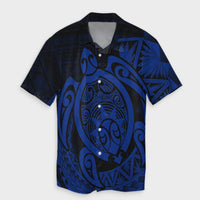 Hawaii Polynesian Turtle Hawaiian Shirt - Blue - AH Unisex Black - Polynesian Pride