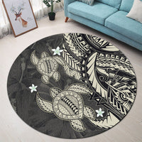 Hawaii Polynesian Turtle Hibiscus Round Carpet - Beige - AH - Polynesian Pride