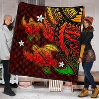 Hawaii Polynesian Turtle Hibiscus Premium Quilts - Color Flag - AH - Polynesian Pride