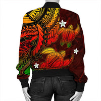 Hawaii Polynesian Turtle Hibiscus Bomber Jacket - Color Flag - AH - Polynesian Pride