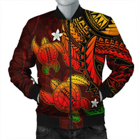 Hawaii Polynesian Turtle Hibiscus Bomber Jacket - Color Flag - AH Black Unisex - Polynesian Pride