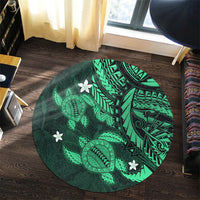 Hawaii Polynesian Turtle Hibiscus Round Carpet - Green - AH - Polynesian Pride
