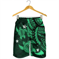 Hawaii Polynesian Turtle Hibiscus Men's Shorts - Green - AH - Polynesian Pride