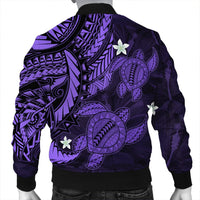 Hawaii Polynesian Turtle Hibiscus Bomber Jacket - Purple - AH - Polynesian Pride