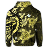 Hawaii Zip Hoodie Polynesian Turtle with Hibiscus Yelow - Polynesian Pride