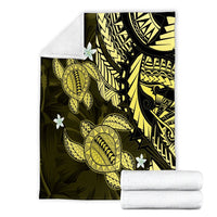 Hawaii Polynesian Turtle Hibiscus Premium Blankets - Yelow - AH - Polynesian Pride