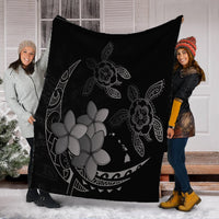 Hawaii Polynesian Turtle Plumeria Premium Blankets - Pog Style Gray - AH - Polynesian Pride