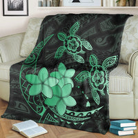 Hawaii Polynesian Turtle Plumeria Premium Blankets - Pog Style Green - AH - Polynesian Pride