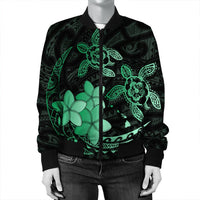 Hawaii Polynesian Turtle Plumeria Bomber Jacket - Pog Style Green - AH - Polynesian Pride