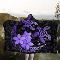 Hawaii Polynesian Turtle Plumeria Hooded Blanket - Pog Style Purple - AH - Polynesian Pride