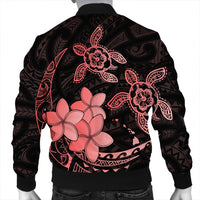 Hawaii Polynesian Turtle Plumeria Bomber Jacket - Pog Style Red - AH - Polynesian Pride