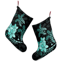Hawaii Polynesian Turtle Plumeria Christmas Stocking - Pog Style Turquoise - AH - Polynesian Pride