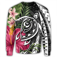 Hawaii Polynesian Turtle Tropical Hibiscus Plumeria Sweatshirt - AH - Polynesian Pride