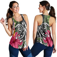 Hawaii Polynesian Turtle Tropical Hibiscus Plumeria Racerback Tank - AH Black - Polynesian Pride