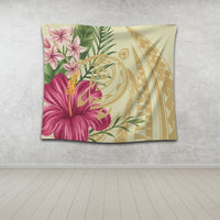 Hawaii Polynesian Turtle Tropical Hibiscus Plumeria Tapestry - Beige - AH - Polynesian Pride