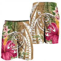 Hawaii Polynesian Turtle Tropical Hibiscus Plumeria Men's Shorts - Gold - AH - Polynesian Pride