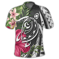 Hawaii Polynesian Turtle Tropical Hibiscus Plumeria Polo Shirt Gray - Polynesian Pride
