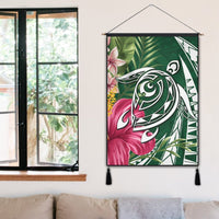 Hawaii Polynesian Turtle Tropical Hibiscus Plumeria Hanging Poster - Green - AH - Polynesian Pride
