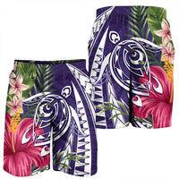 Hawaii Polynesian Turtle Tropical Hibiscus Plumeria Men's Shorts - Purple - AH - Polynesian Pride