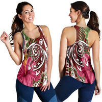 Hawaii Polynesian Turtle Tropical Hibiscus Plumeria Racerback Tank - Red - AH Black - Polynesian Pride