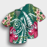 Hawaii Polynesian Turtle Tropical Hibiscus Plumeria Hawaiian Shirt - Turquoise - AH - Polynesian Pride
