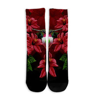 Hawaii Red Hibiscus Humming Bird Crew Socks - AH - Polynesian Pride
