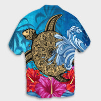 Hawaii Sea Turtle Hibiscus Coconut Tree Hawaiian Shirt - AH - Polynesian Pride