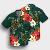 Hawaii Sea Turtle Hibiscus Plumria Hawaiian Shirt - AH - Polynesian Pride