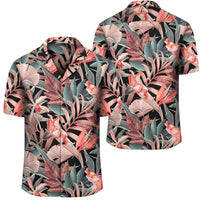 Hawaii Seamless Tropical Flower Plant Leaf Pattern Background Retro Botanical Style Hawaiian Shirt Unisex Black - Polynesian Pride
