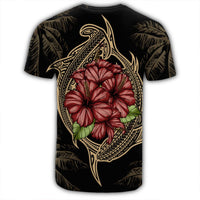 Hawaii Shark Hibiscus Gold T Shirt - Polynesian Pride