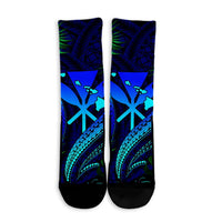 Hawaii Shark Polynesian Tropical Crew Socks - Blue - AH - Polynesian Pride
