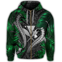 Hawaii Shark Polynesian Tropical Zip Hoodie Gray - Polynesian Pride
