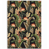 Hawaii Tropical Floral Vintage Strelitzia Flower Banana Leaves Area Rug - AH Luxurious - Polynesian Pride