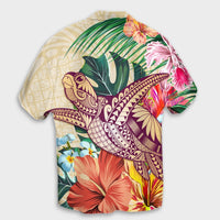 Hawaii Tropical Hibiscus Turtle Beige Hawaiian Shirt - AH - Polynesian Pride