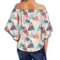 Hawaii Tropical Leaf Triangle Pattern Women's Off Shoulder Wrap Waist Top - AH - Polynesian Pride