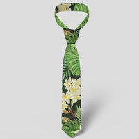 Hawaii Tropical Leaves And Plumeria Necktie - Polynesian Pride