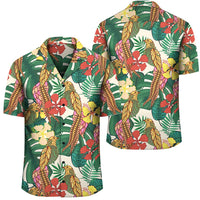 Hawaii Tropical Leaves Flowers And Birds Floral jungle Hawaiian Shirt Unisex Black - Polynesian Pride