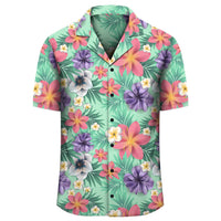 Hawaii Tropical flower, blossom cluster seamless pattern Tropical Flowers Palm Leaves Plant And Leaf Hawaiian Shirt - Polynesian Pride