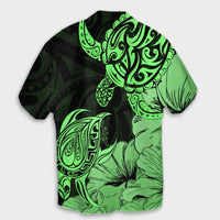 Hawaii Turtle Hawaiian Shirt Polynesian Hibiscus Art Green - AH - Polynesian Pride